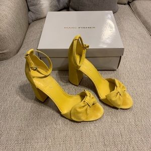 Marc Fisher Ankle Strap Sandal in Yellow Suede